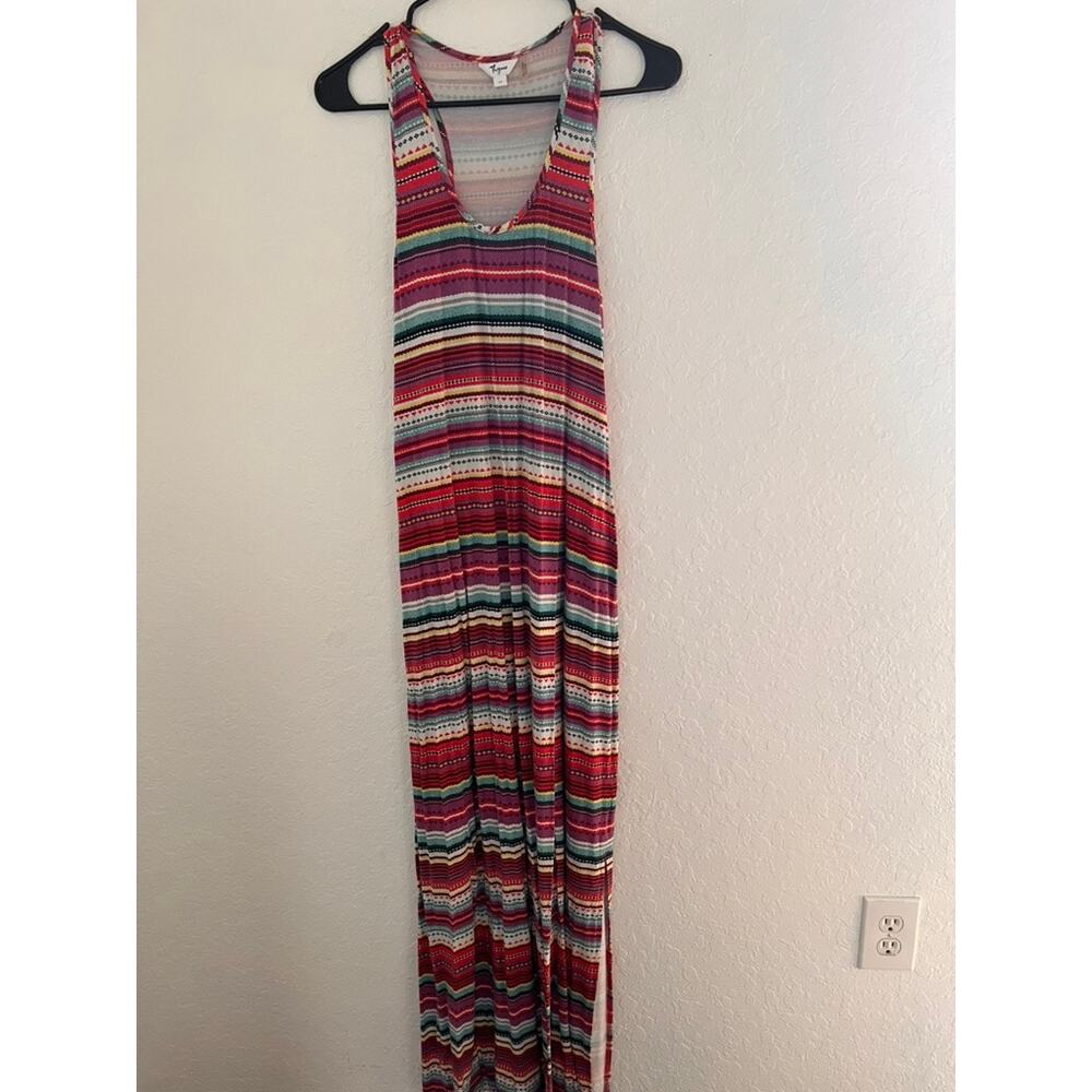 Thyme Multicolor Striped Racerback Maternity Maxi Dress Size S